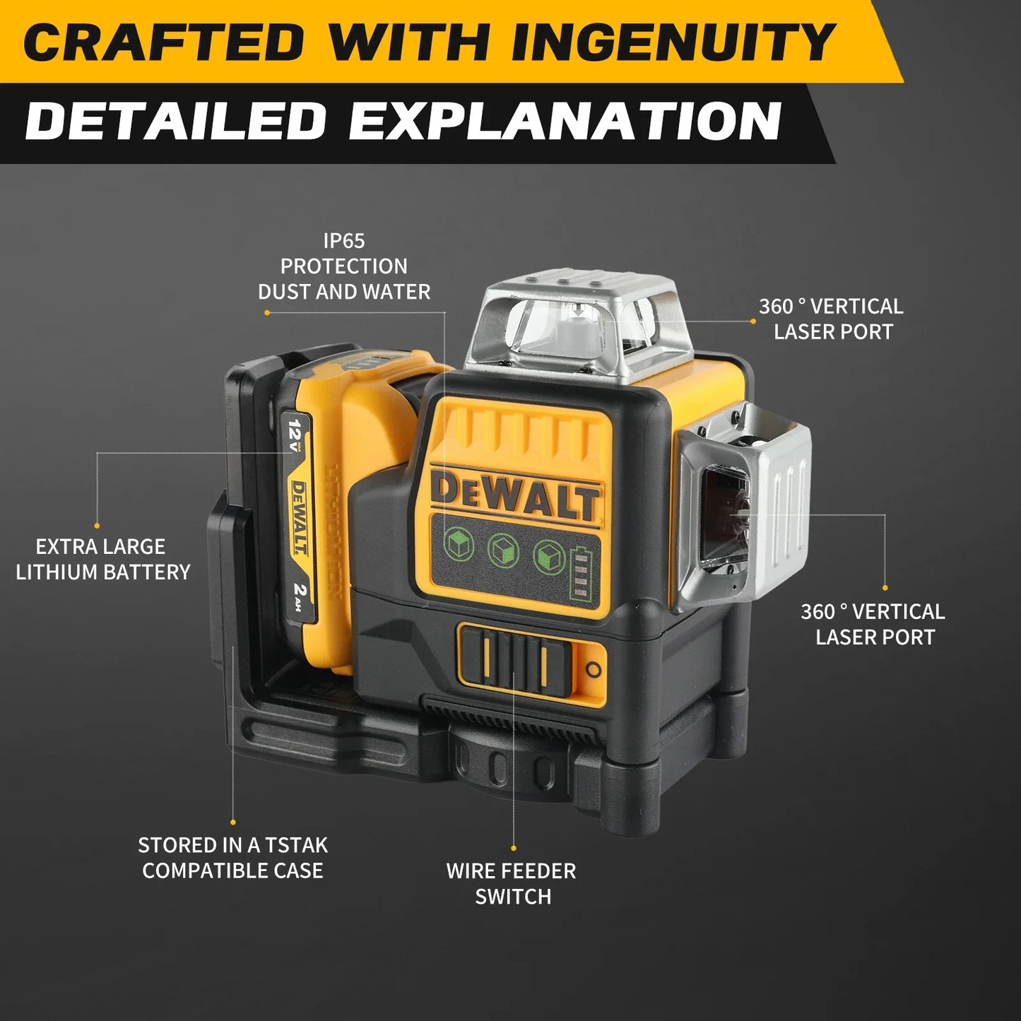 DeWalt DW089LG 12V Line Laser Level 360 Degree Outdoor