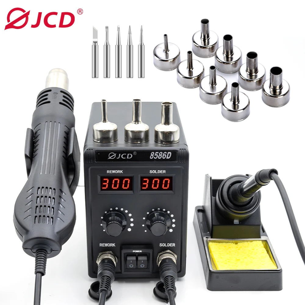 JCD 750W Soldering Station 2in1 Hot Air Rework LCD 8586D