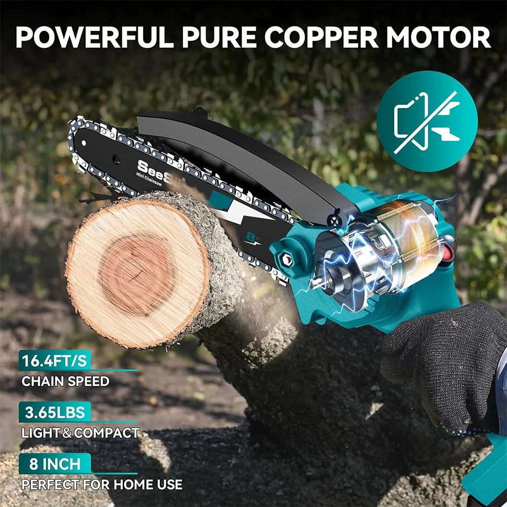 SeeSii Mini Cordless Chainsaw Kit Wood Cutter Pruning Tool Makita 18V