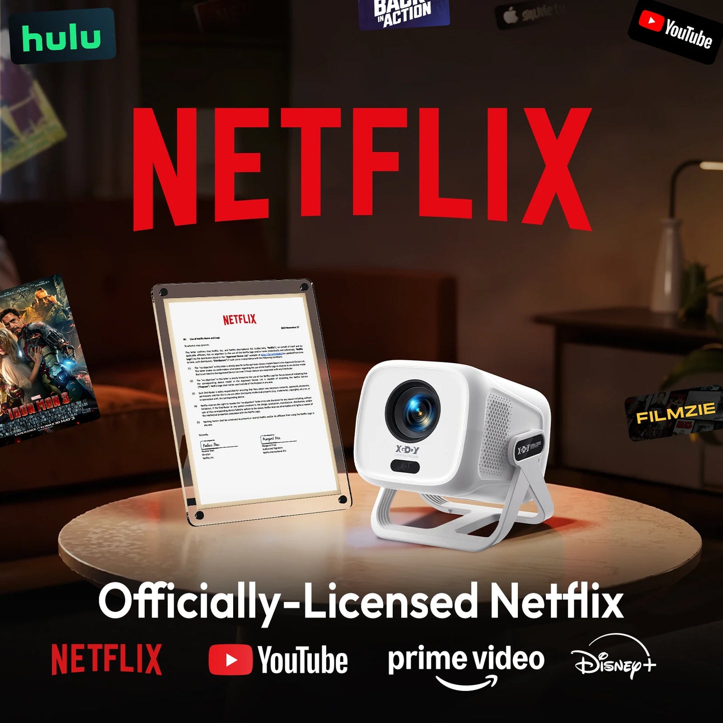 XGODY Android Projector 13 Netflix FHD Beamer Auto Focus
