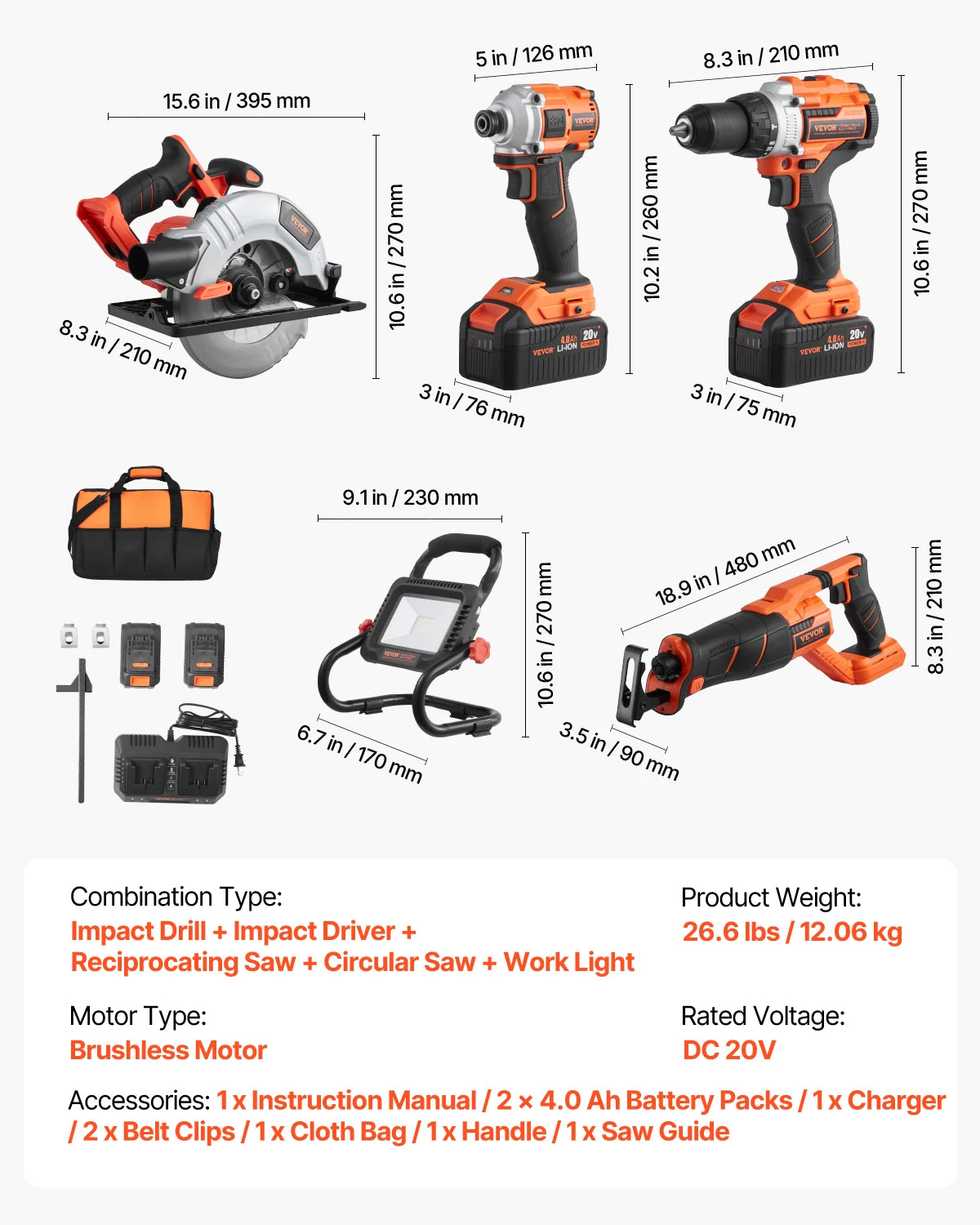 SucceBuy Cordless 2 Tool Drill And Impact Driver Kit Screws