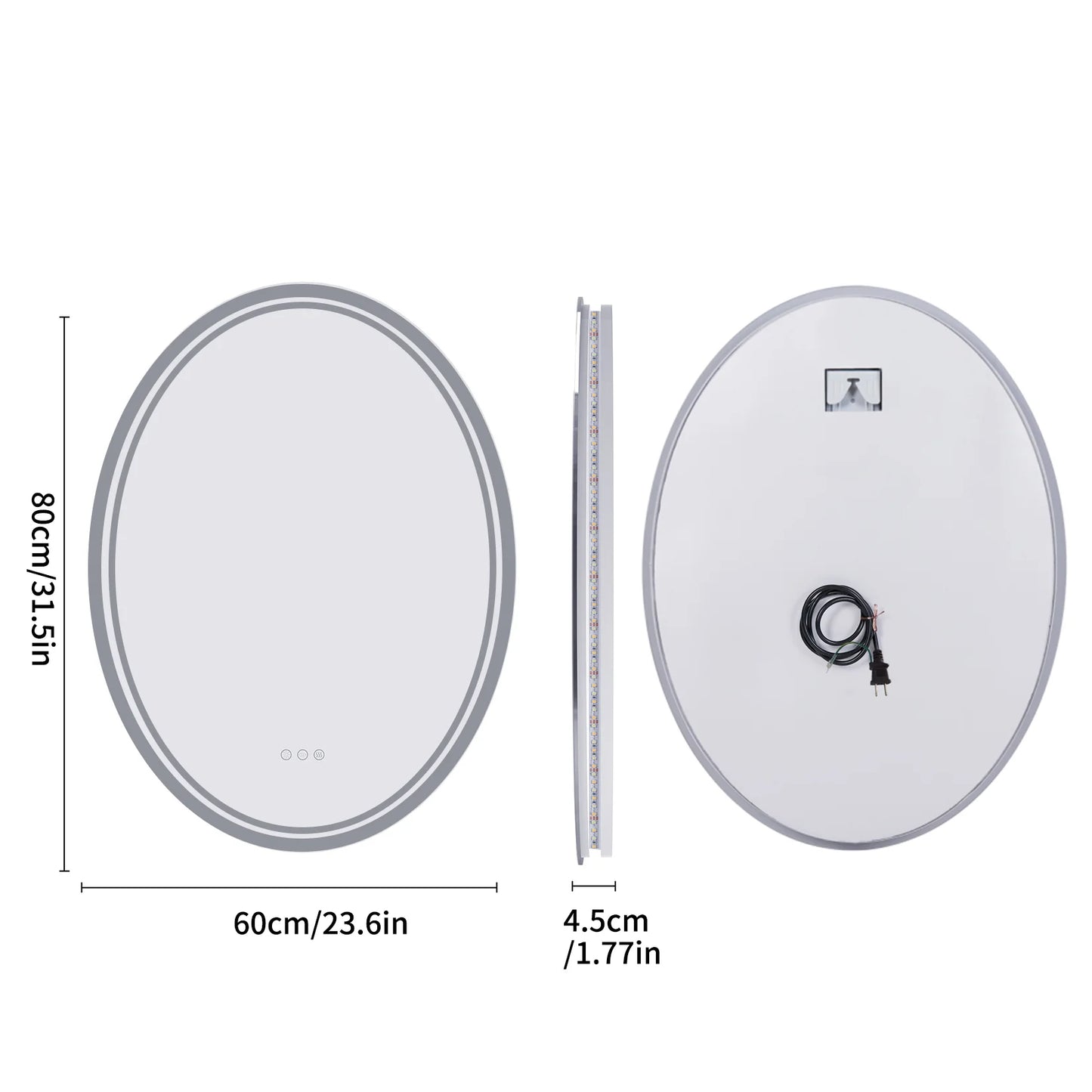 Feature Ultra Bright Oval LED Backlit Bathroom Mirror Anti Fog