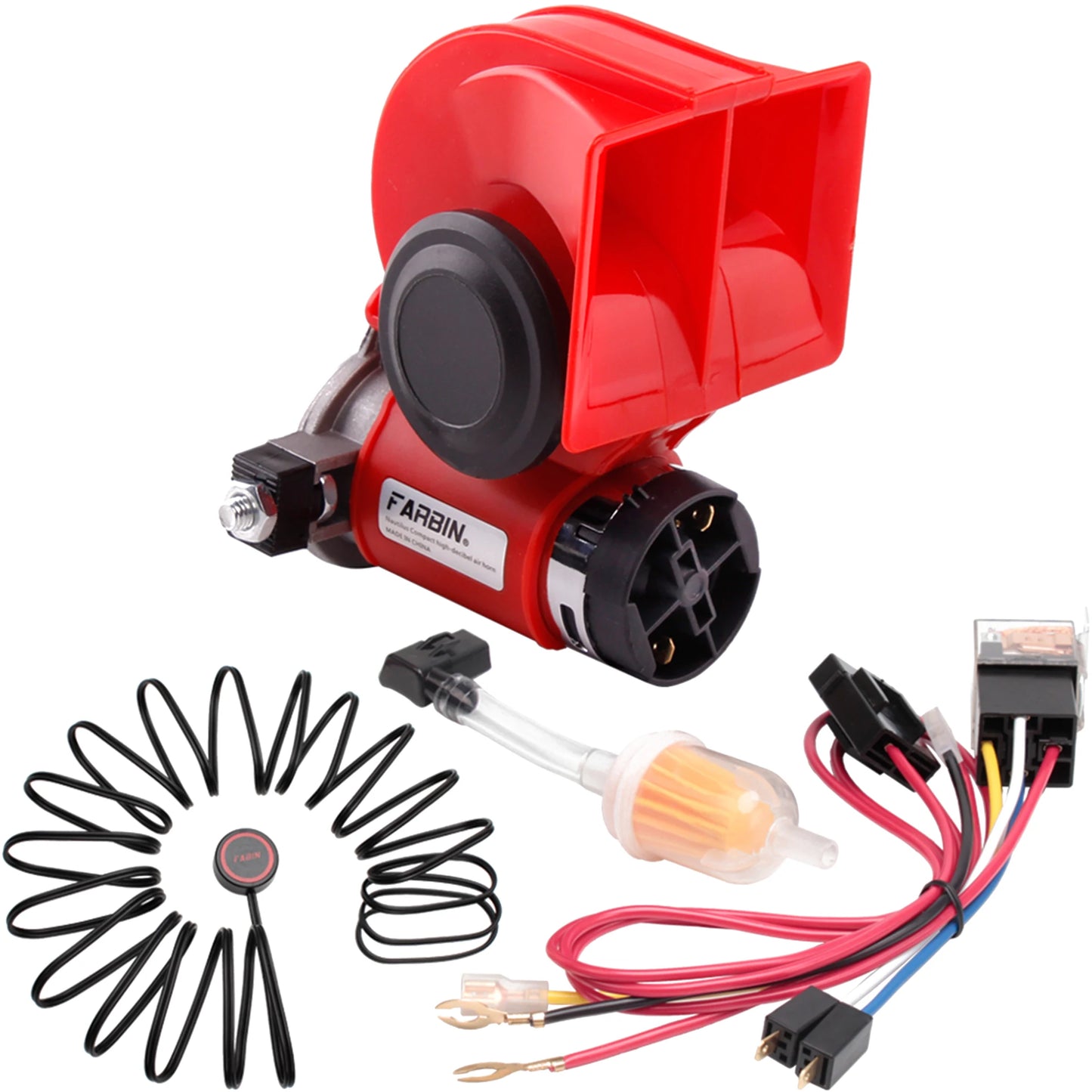 FARBIN Snail Air Horn With Compressor 12V 150dB Dual Tone