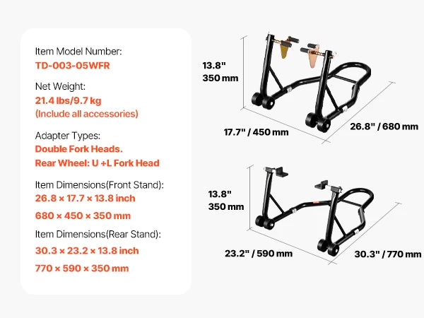 SucceBuy Industrial High-Strength Aluminum-Constructed Motorcycle Stand Lift 850lbs Front Rear