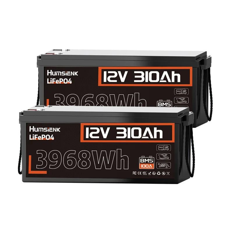 Humsienk 12V 310Ah LiFePO4 Battery 3968Wh With 100A BMS UL1973 RV