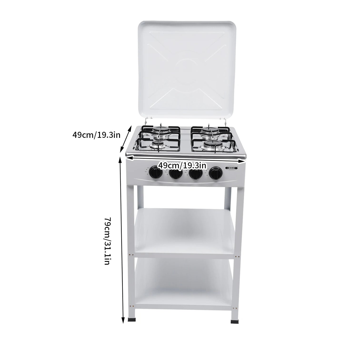 4 Burner Propane Gas Stove With Storage Shelves For Camping