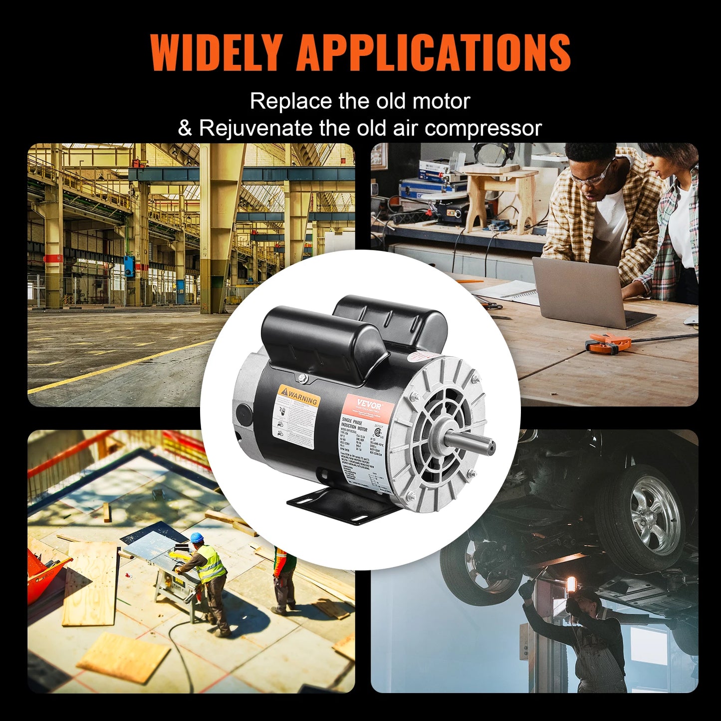 SucceBuy Air Compressor Motor 230V Single Phase 3450RPM