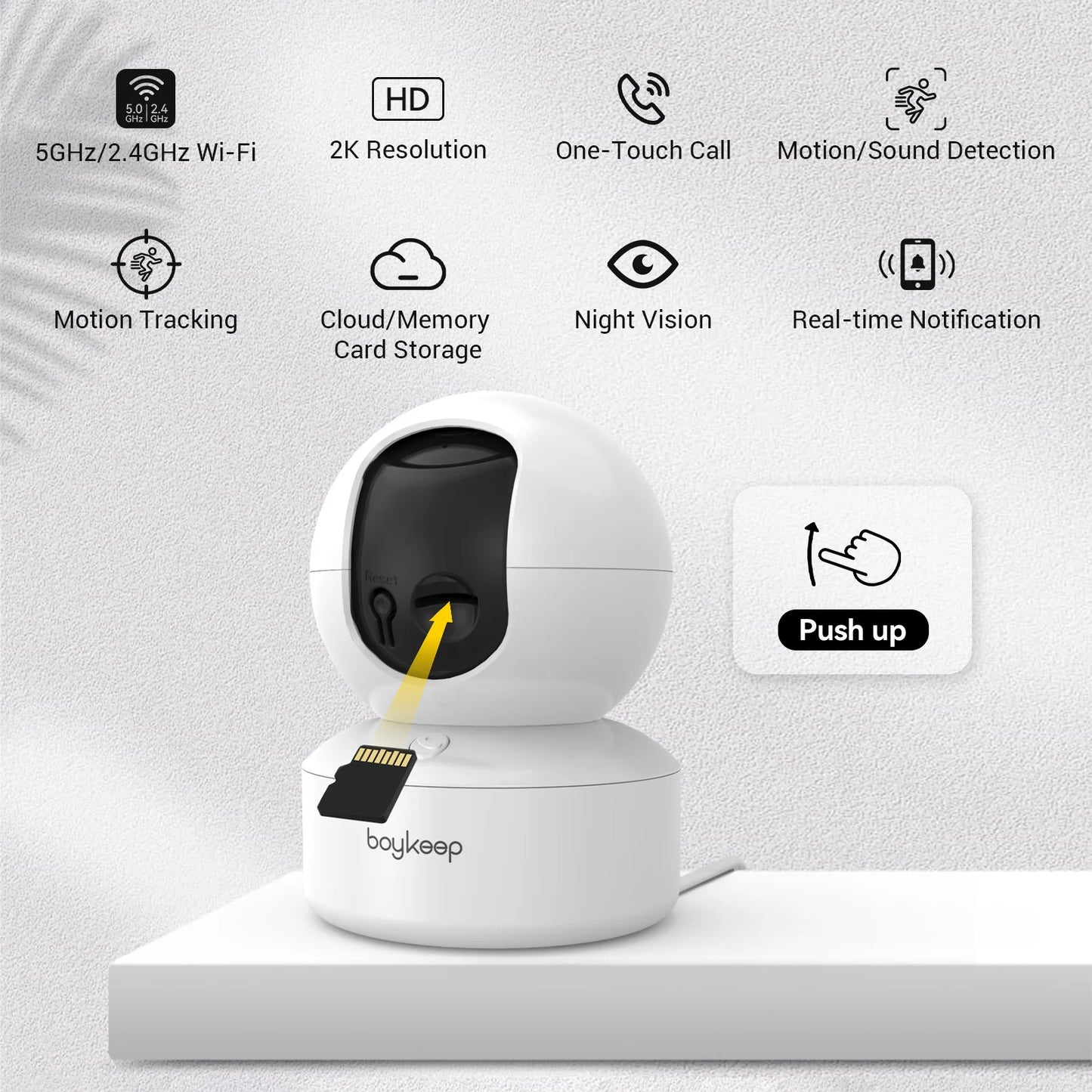 BoyKeep Smart Camera 2K Security Wifi Surveillance Indoor Night Vision