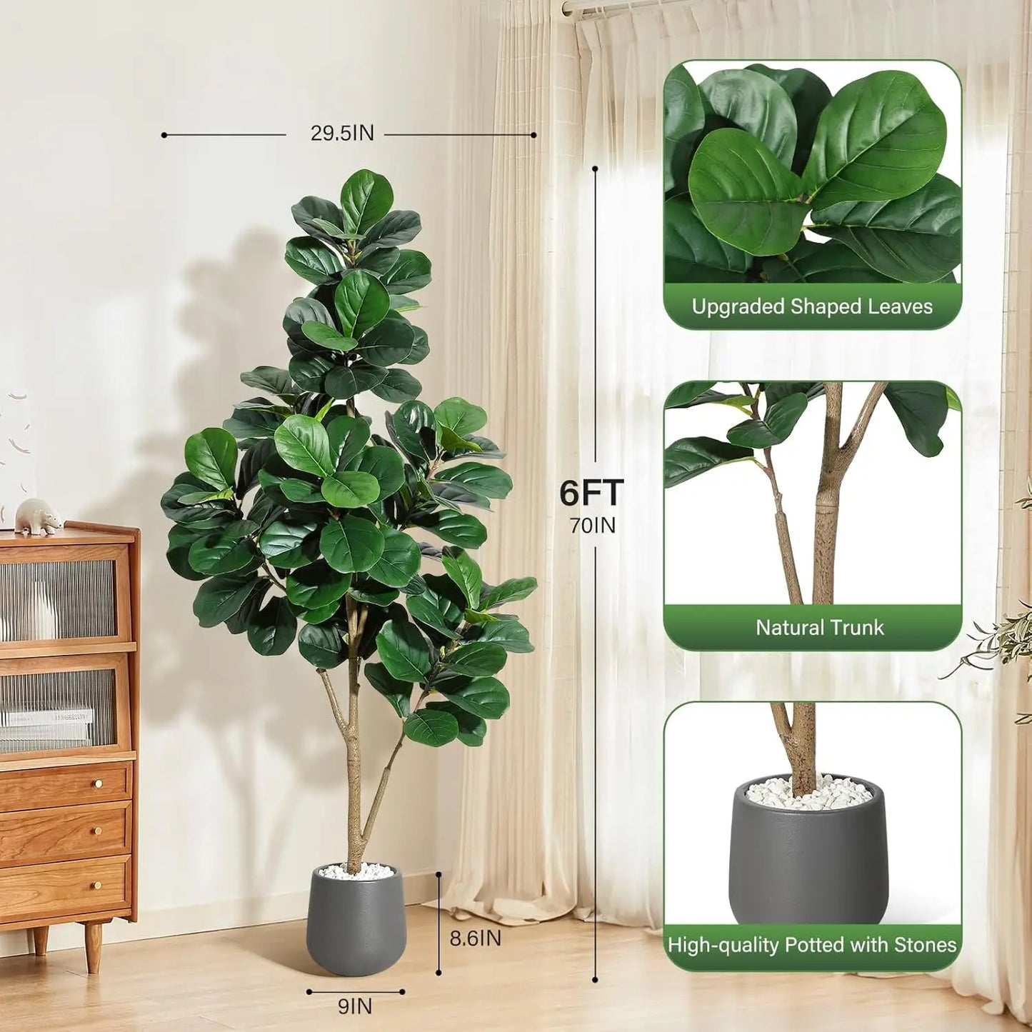 Fiddle Leaf Fig Tree Artificial in Planter