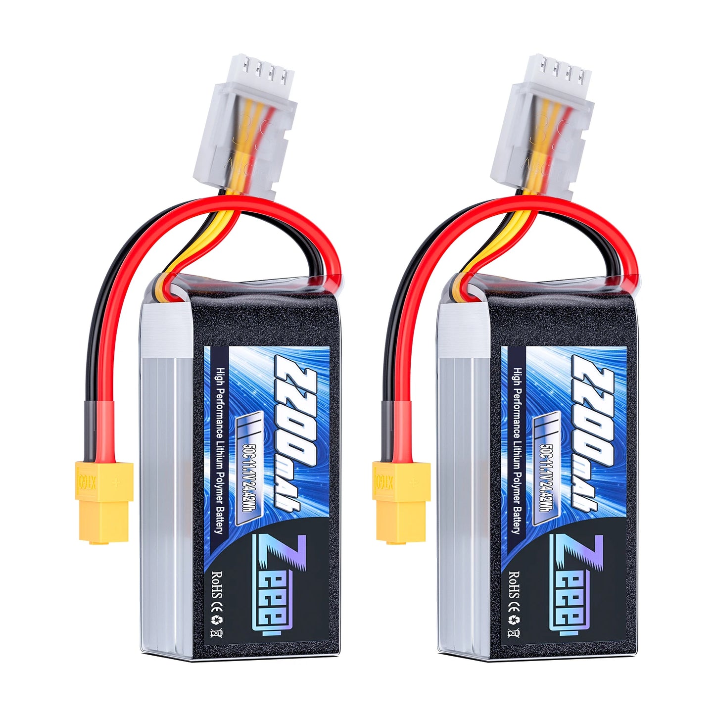 ZEEE 2 Pack 11.1V 2200mAh 50C Lipo Battery XT60 Plug