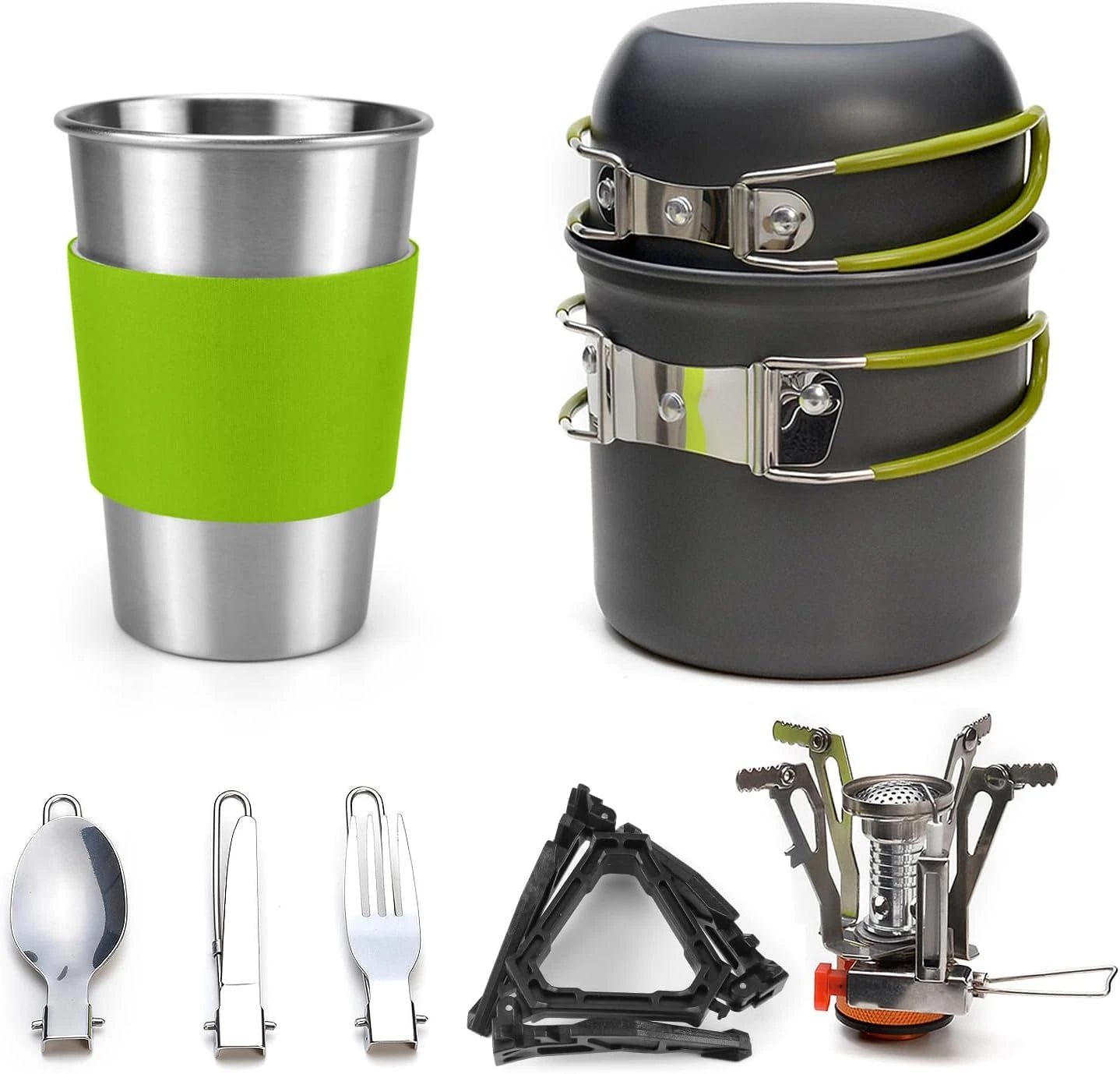 Camping Cookware Stove Carabiner Canister Stand Tripod Stainless Steel Cup