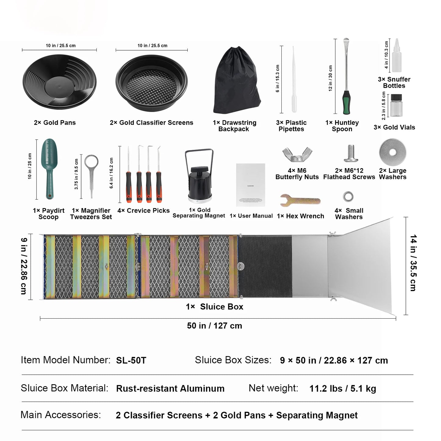 SucceBuy 23-Piece Gold Panning Kit With Sluice Box And Classifier Screens