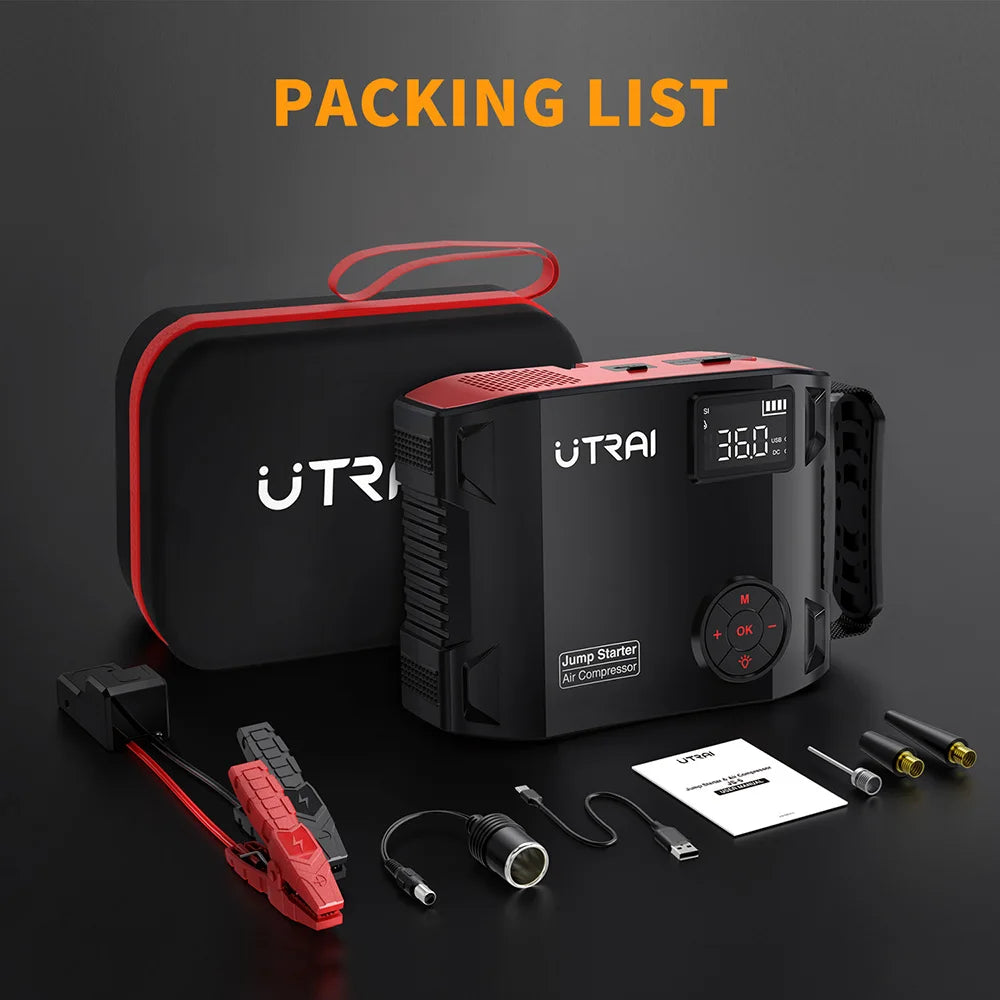 UTRAI 4 In 1 Jump Starter Power Bank 16000mAh 150PSI Air Compressor