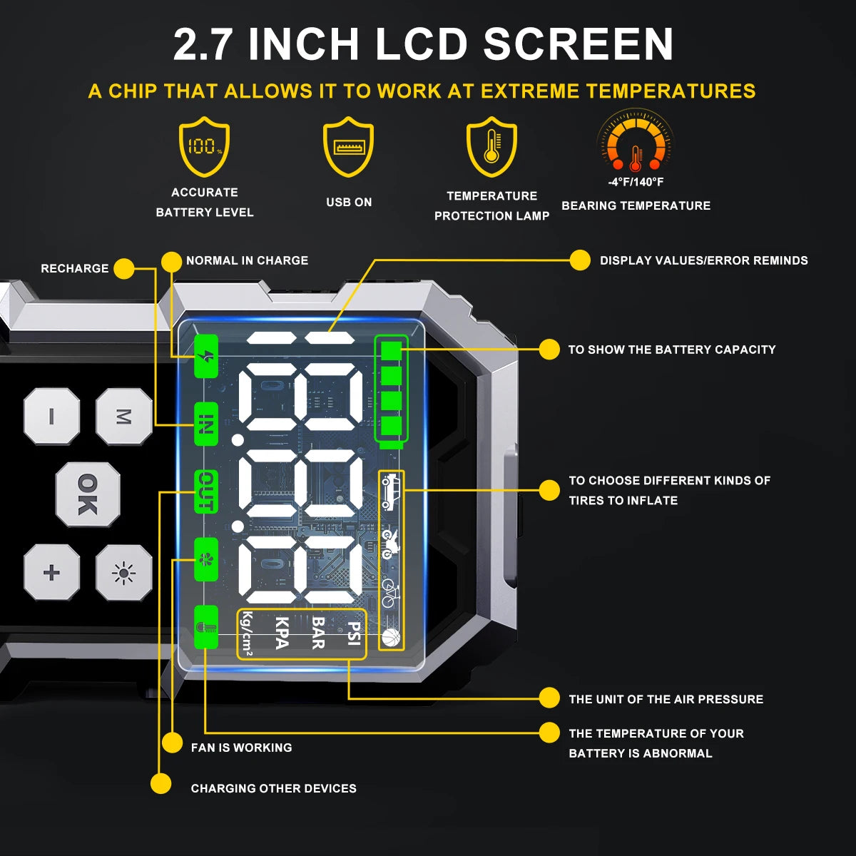BIUBLE 7000A Car Jump Starter With Air Compressor LED
