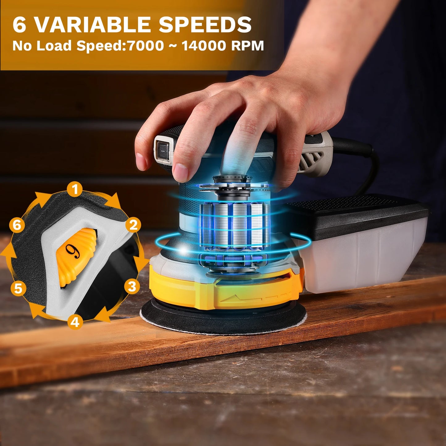 DEKO 300W Orbital Sander With Pad And Dust Collection