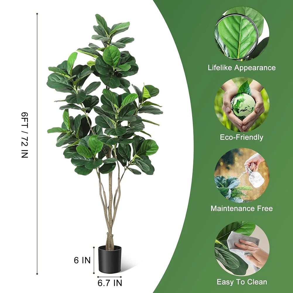 HiMIS Fiddle Leaf Fig Artificial Tree With Pot For Decor