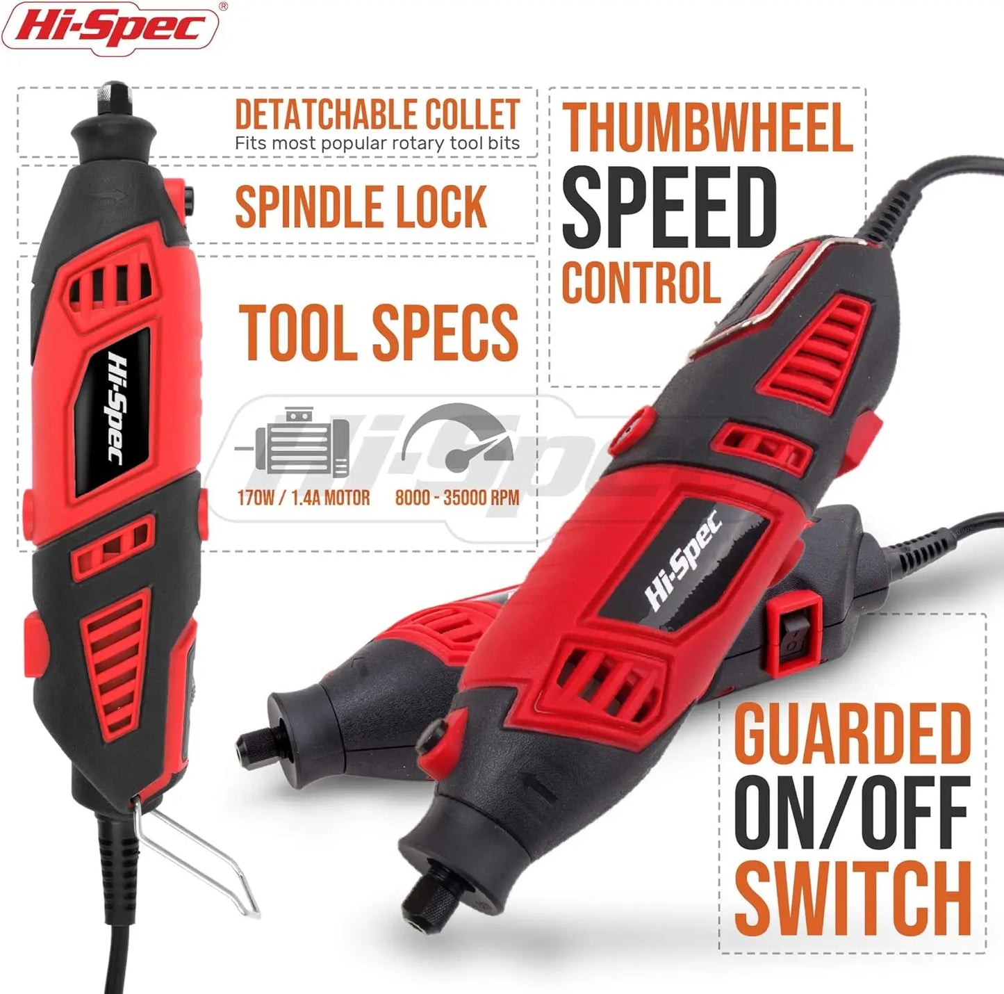 Hi-Spec 134pc 160W Corded Rotary Tool Kit With Dremel Accessories