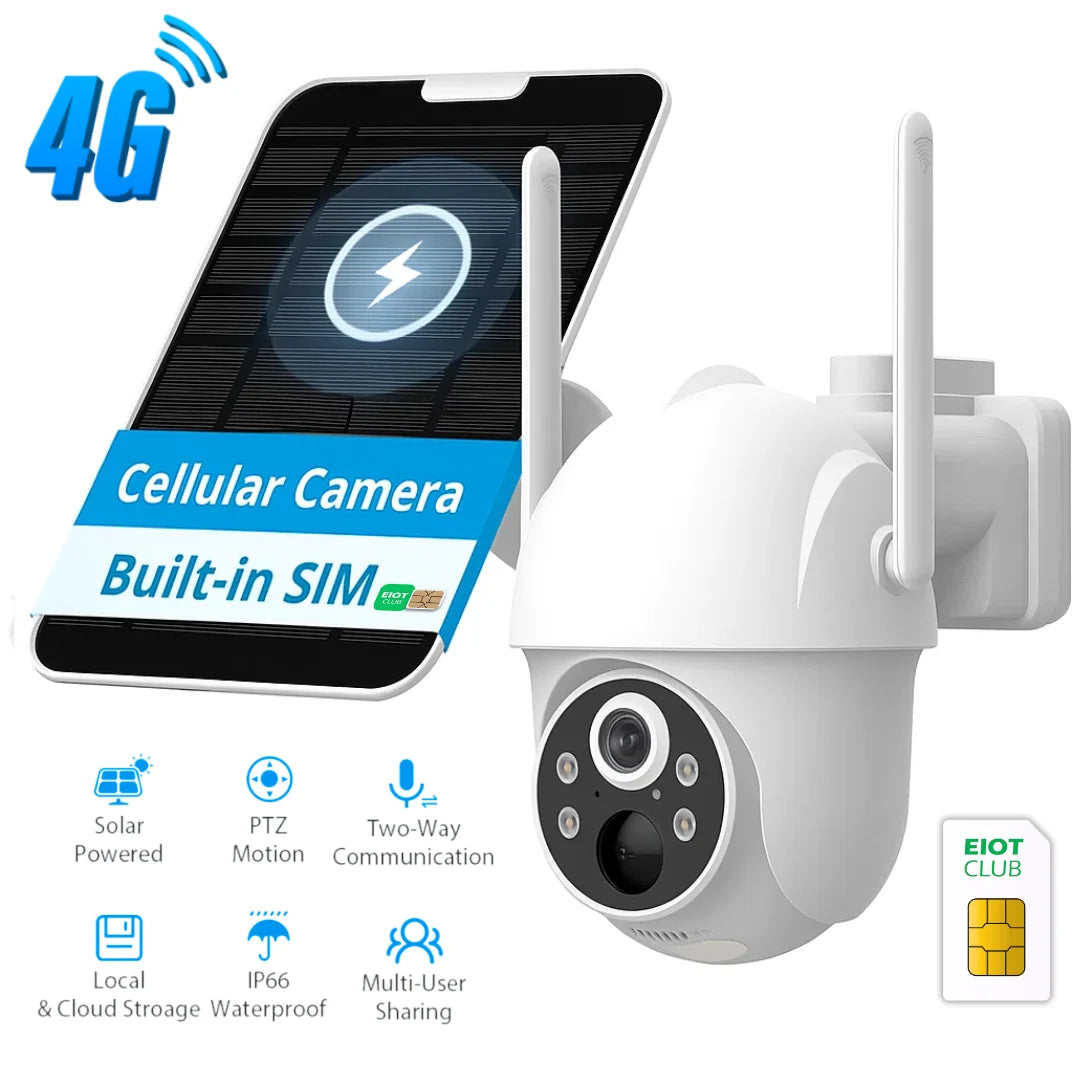 EIOTMART 4G Solar Wireless Outdoor Security Camera PIR Night Vision
