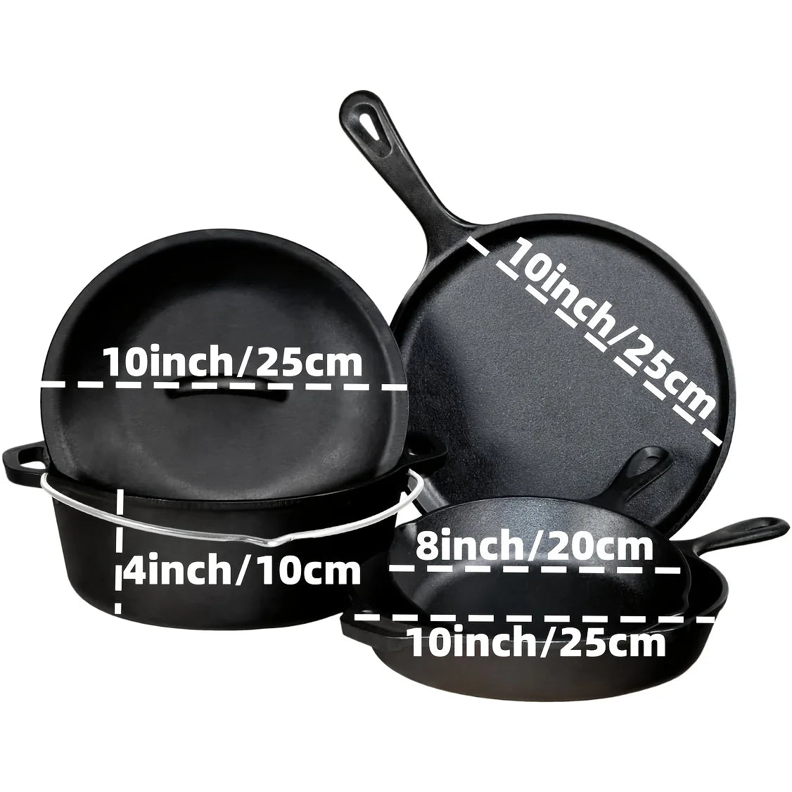 AEDG Cast Iron Skillet Set Nonstick For Oven Grill Campfire