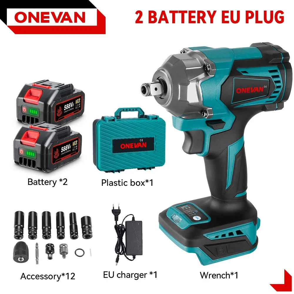 ONEVAN 1200Nm Brushless Impact Wrench With 3 Function Cordless
