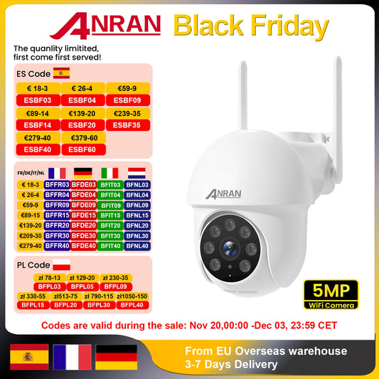 ANRAN 5MP Wired Security Camera Dual Band WiFi IP66