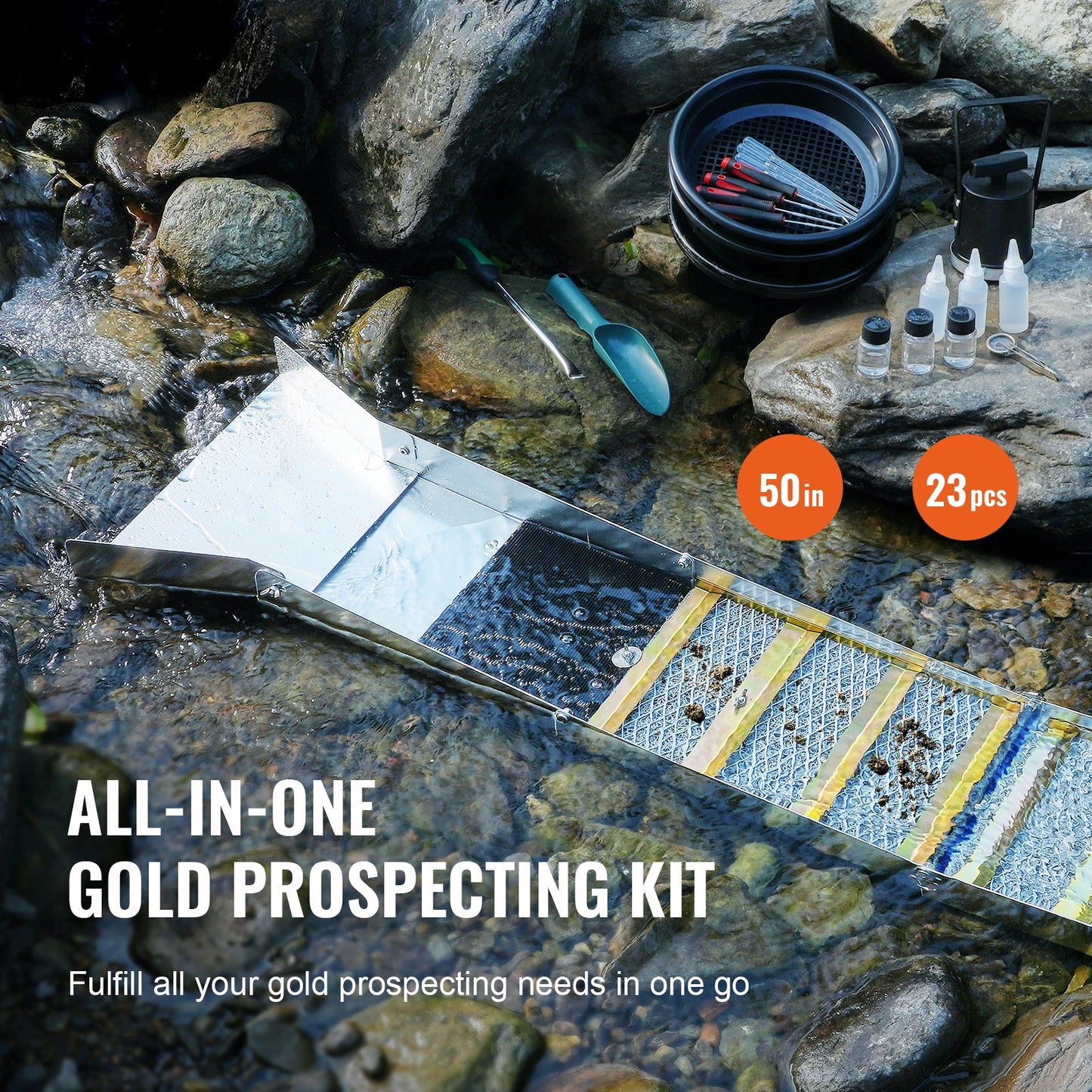 SucceBuy 23-Piece Gold Panning Kit With Sluice Box And Classifier Screens