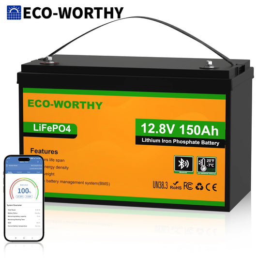 Eco-Worthy 12V 150Ah LiFePO4 Battery With Low Temperature Protection 120A BMS