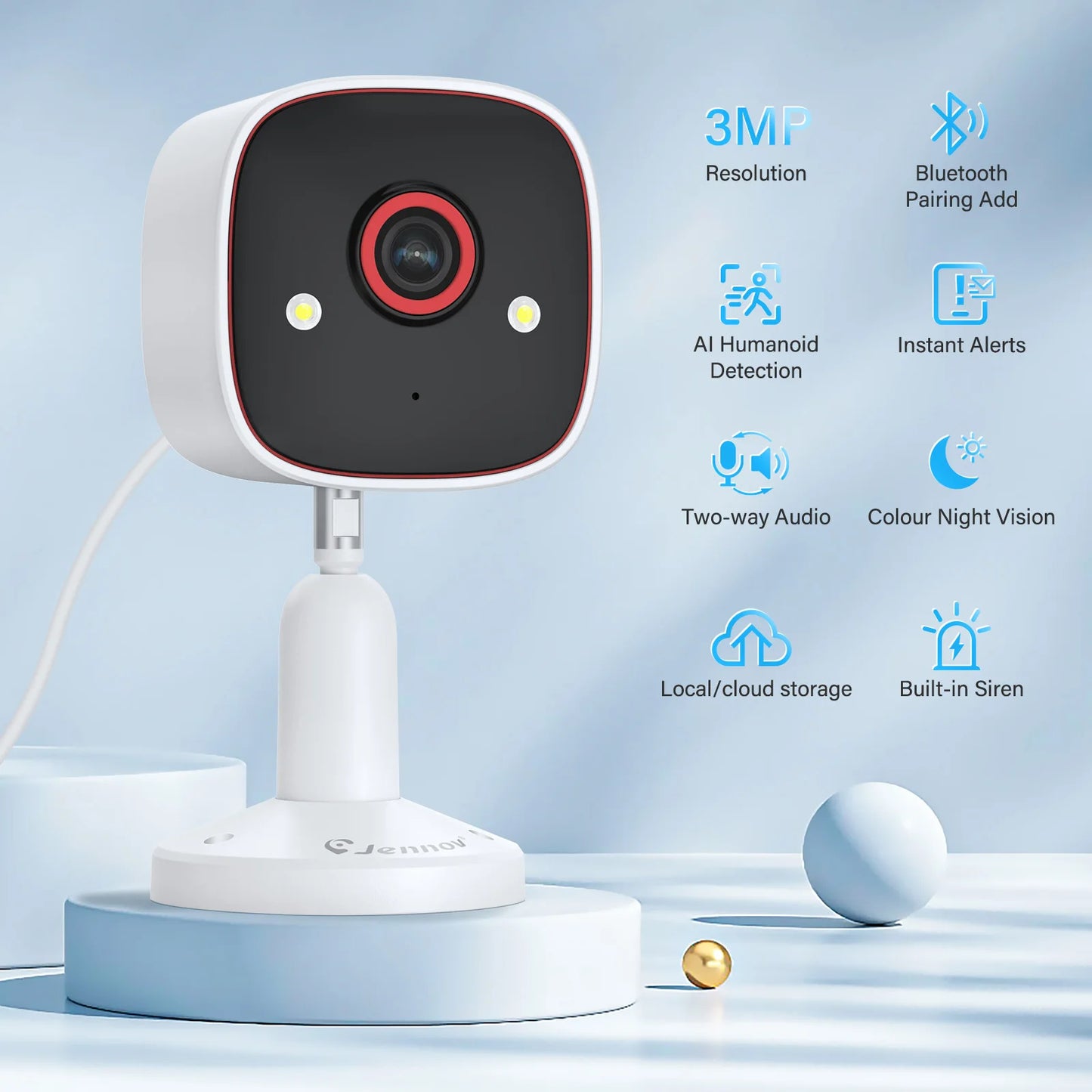 Jennov 2K Outdoor Indoor Security Camera With WiFi Night Vision