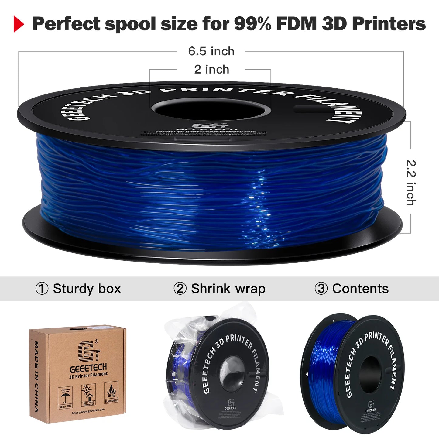 GEEETECH TPU Filament Flexible Material for 3D Printers