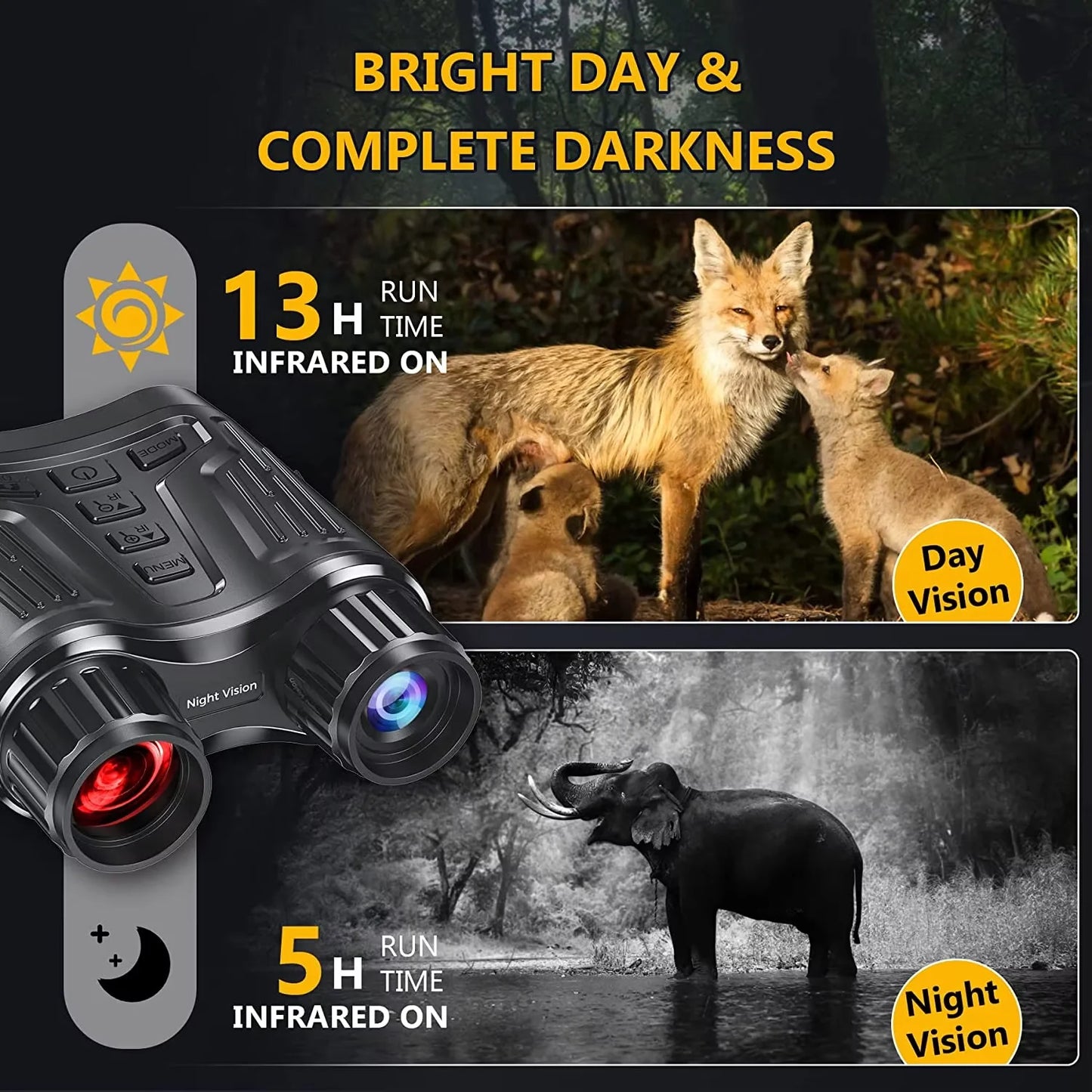 Letcmoi Rechargeable Night Vision Binoculars 8x Digital Zoom 4K Infrared
