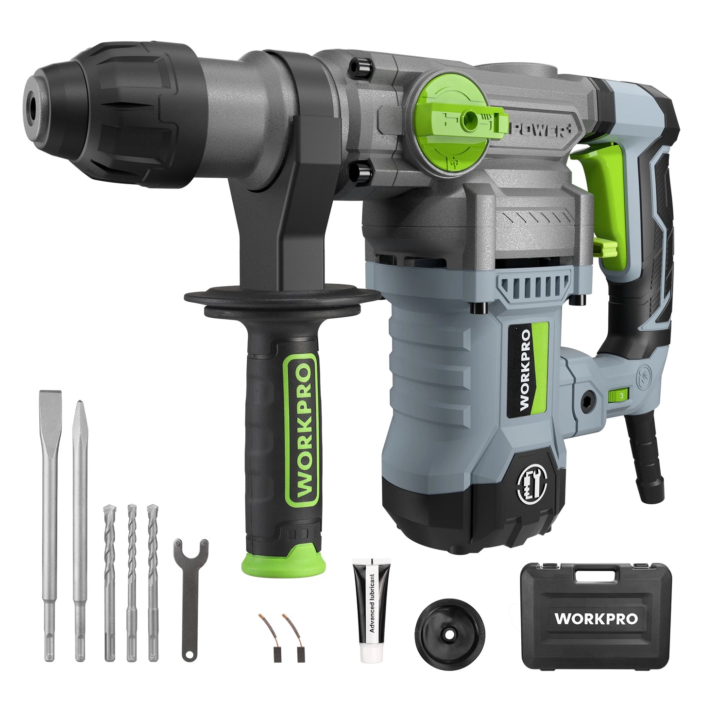 WORKPRO 12.5 Amp Heavy Duty Rotary Hammer Drill For Concrete Wood Steel