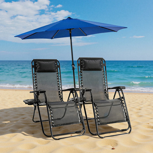 JHK Zero Gravity Set of 2 Portable Recliner Lounge Chairs