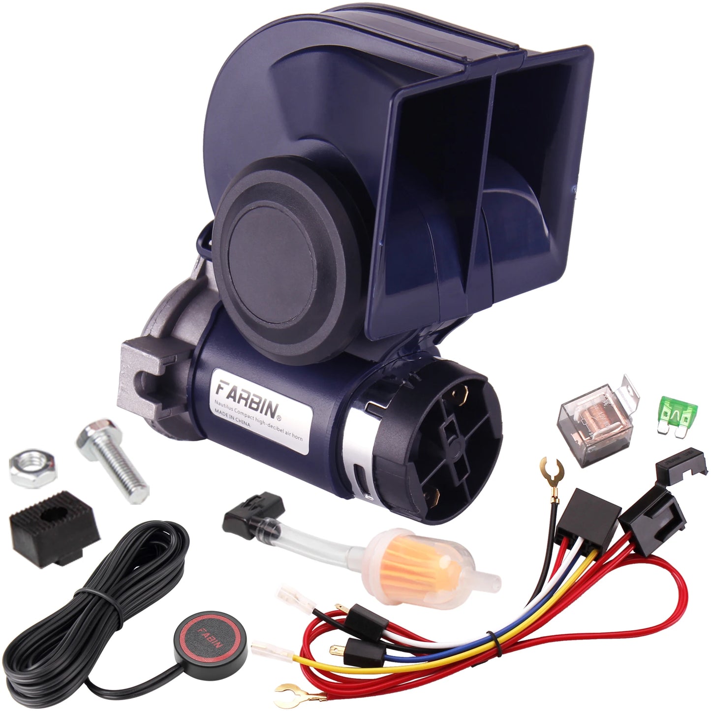 FARBIN Snail Air Horn With Compressor 12V 150dB Dual Tone