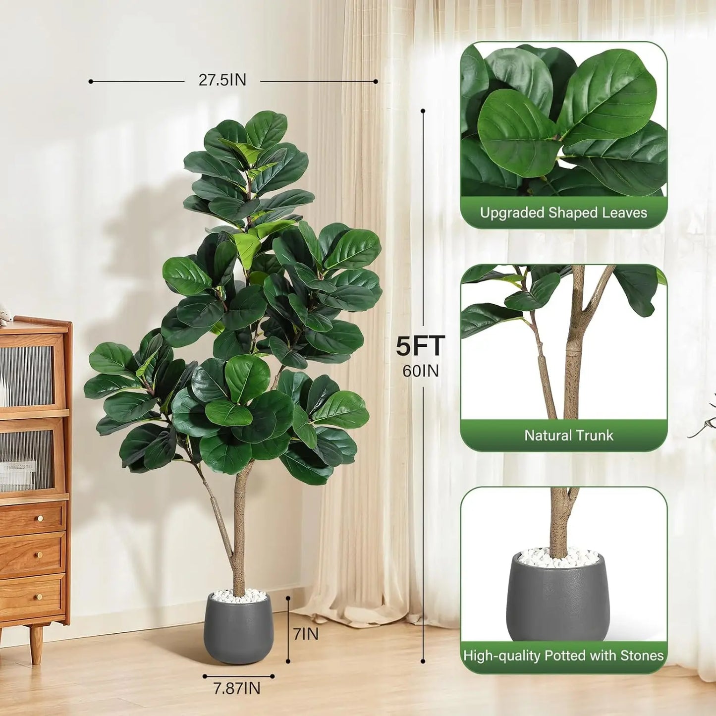 Fiddle Leaf Fig Tree Artificial in Planter