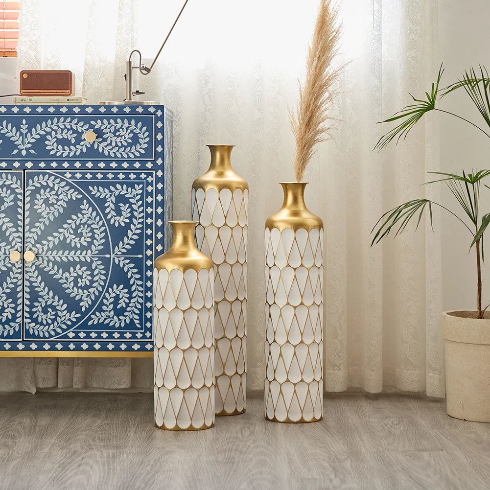 TWISTER.CK Floor Metal Vase Set Modern Drop-Shaped Standing Vases