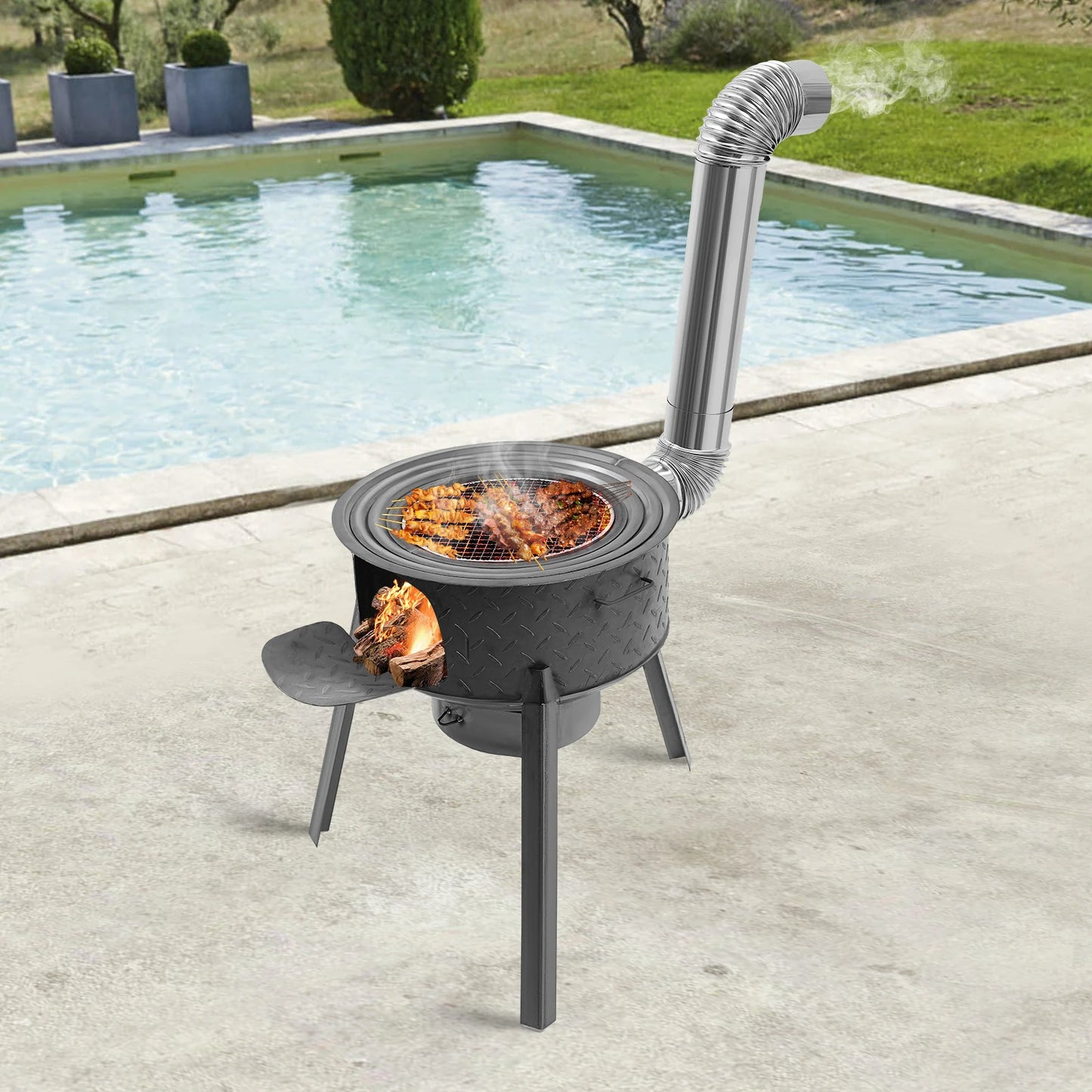 Wood Burning Stove With 3 Wok Rings Outdoor Rocket Stove