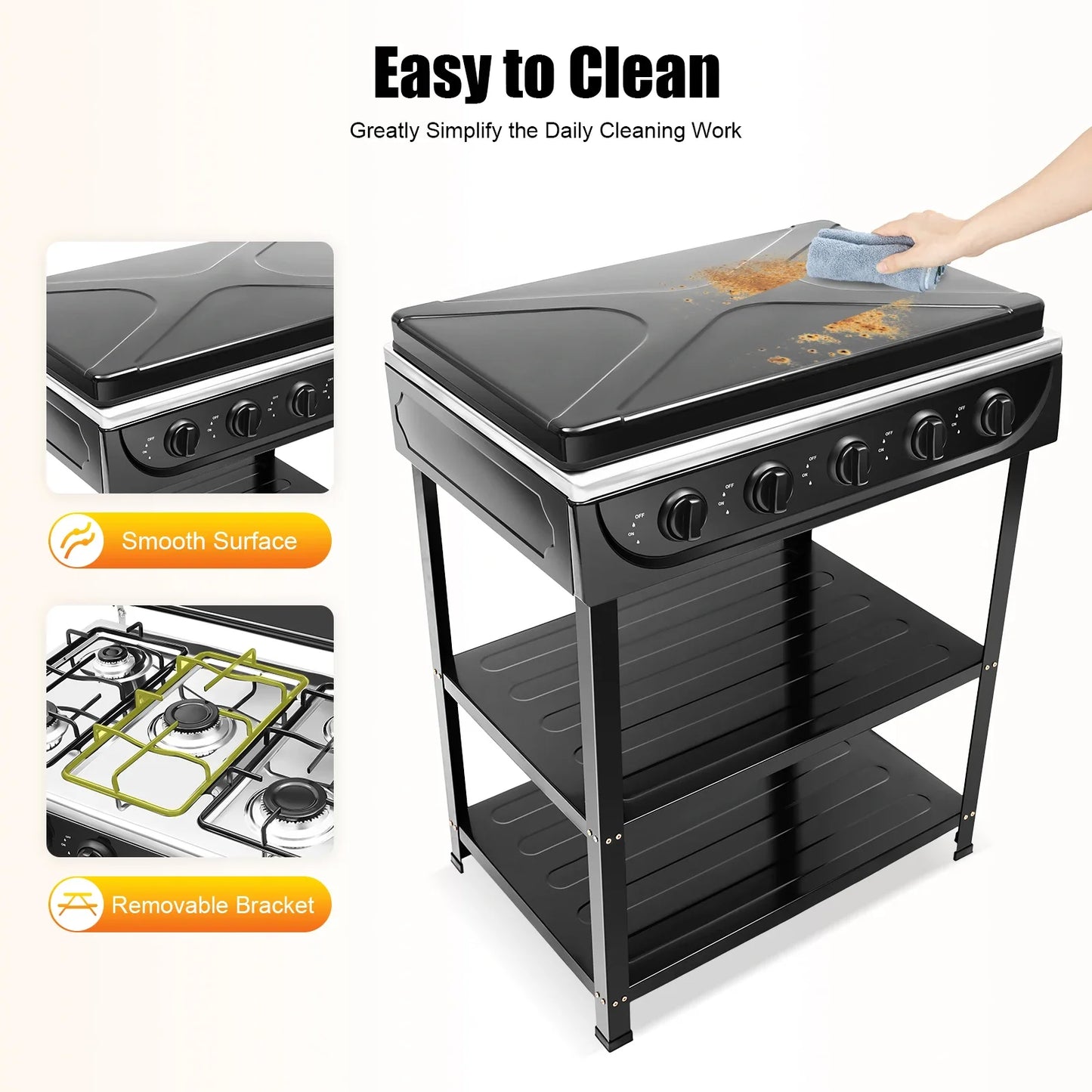 Portable Camp Natural Gas Stove With Independent 4/5 Burners