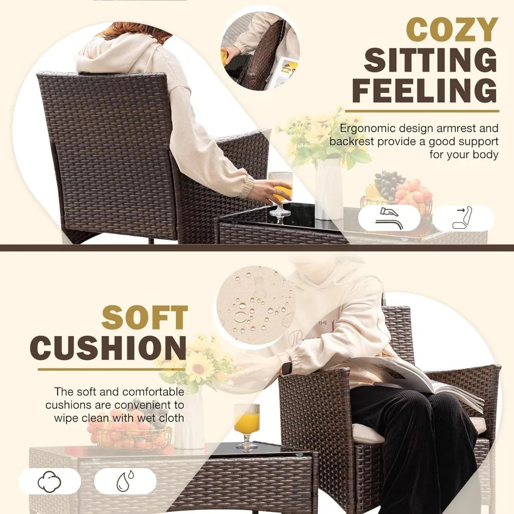 Outdoor Patio 4 Piece Rattan Wicker Furniture Set For Garden
