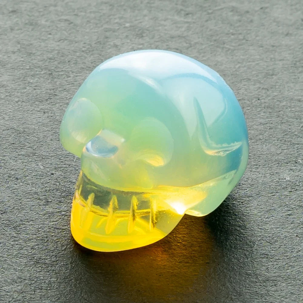 Natural Crystal Skull Carving Halloween Desktop Ornament