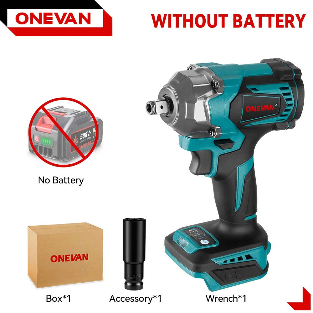 ONEVAN 1200Nm Brushless Impact Wrench With 3 Function Cordless