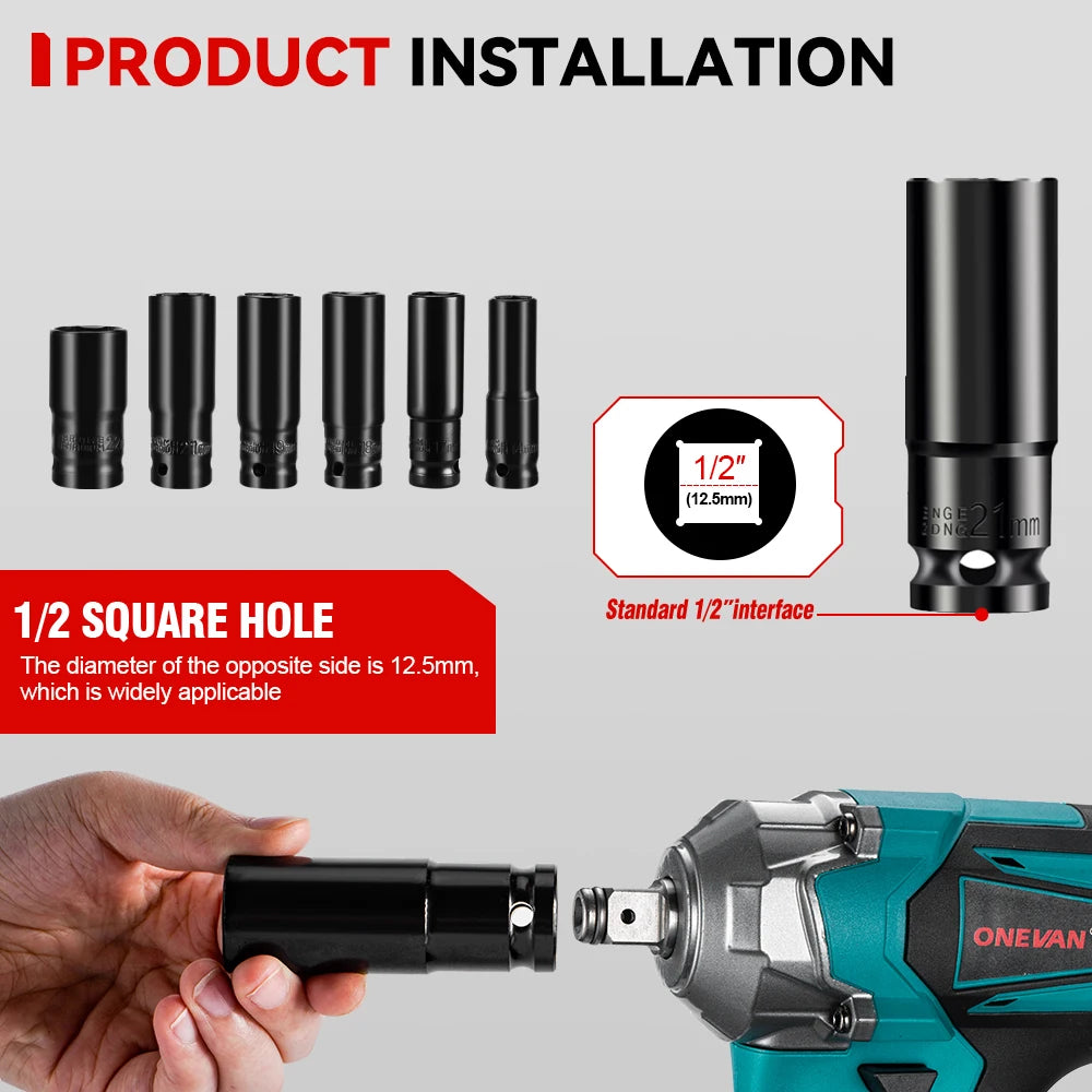 ONEVAN 1200Nm Brushless Impact Wrench With 3 Function Cordless