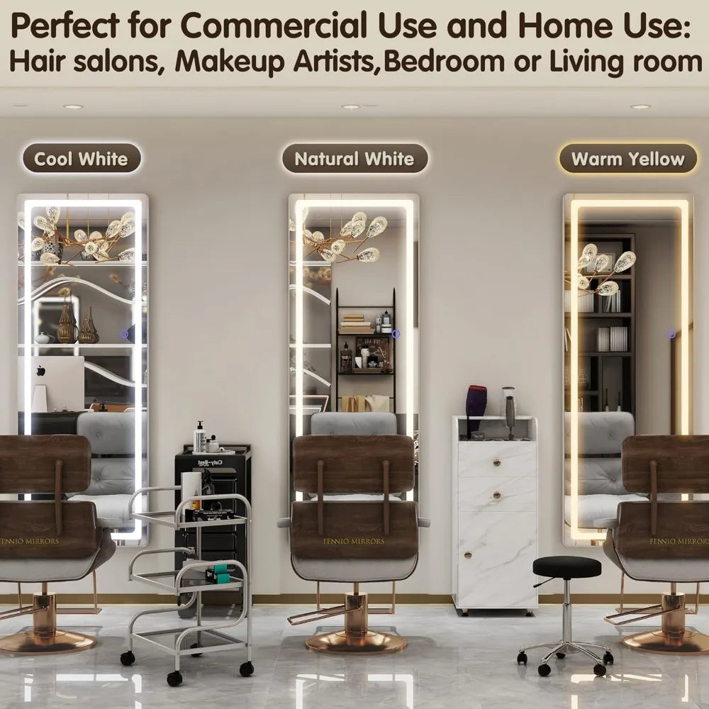 LED Lighted Full Body Floor Mirror Freestanding And Wall Mountable