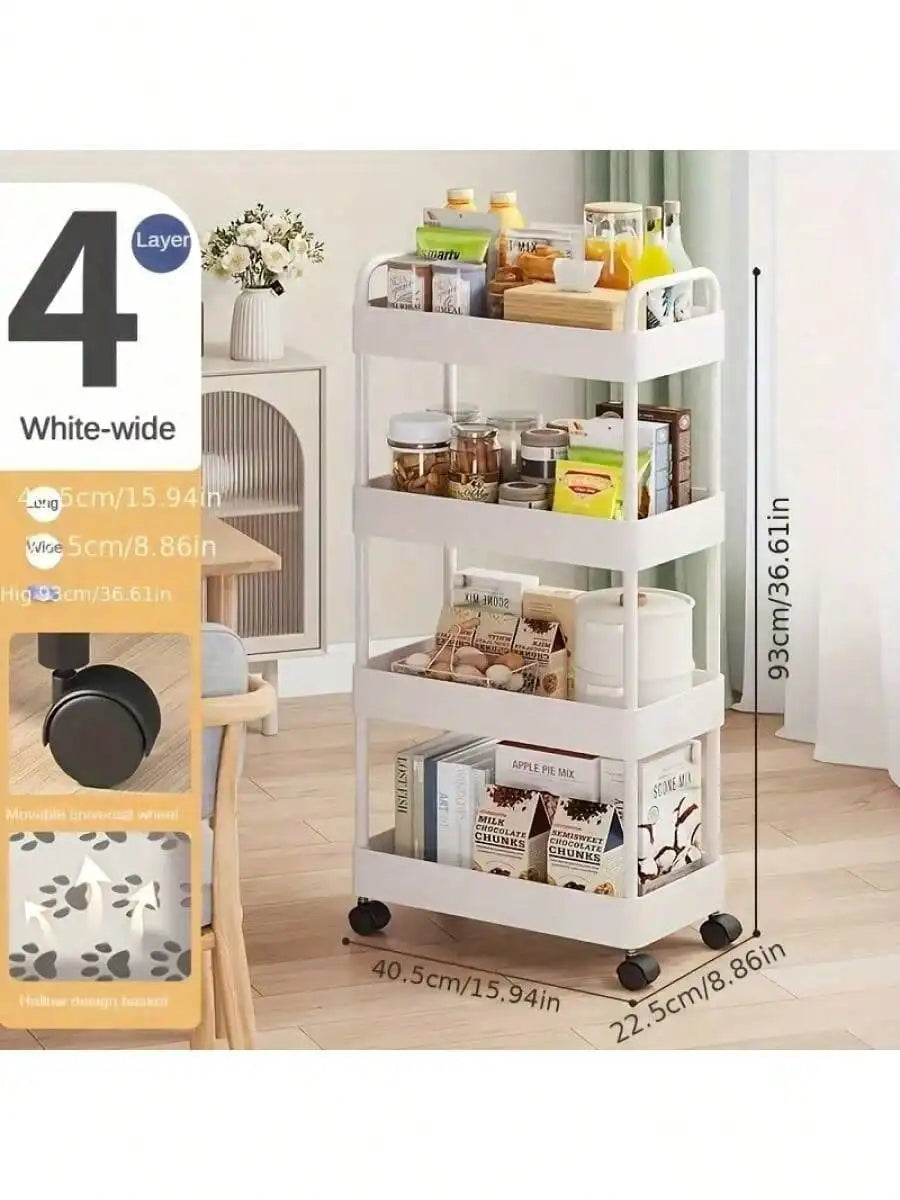 3 Tier Rolling Storage Cart With Wheels For Kitchen Bathroom