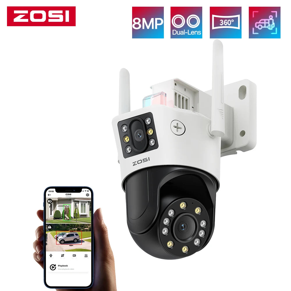 ZOSI C298 4K 8MP Dual Lens PTZ Security Outdoor Surveillance
