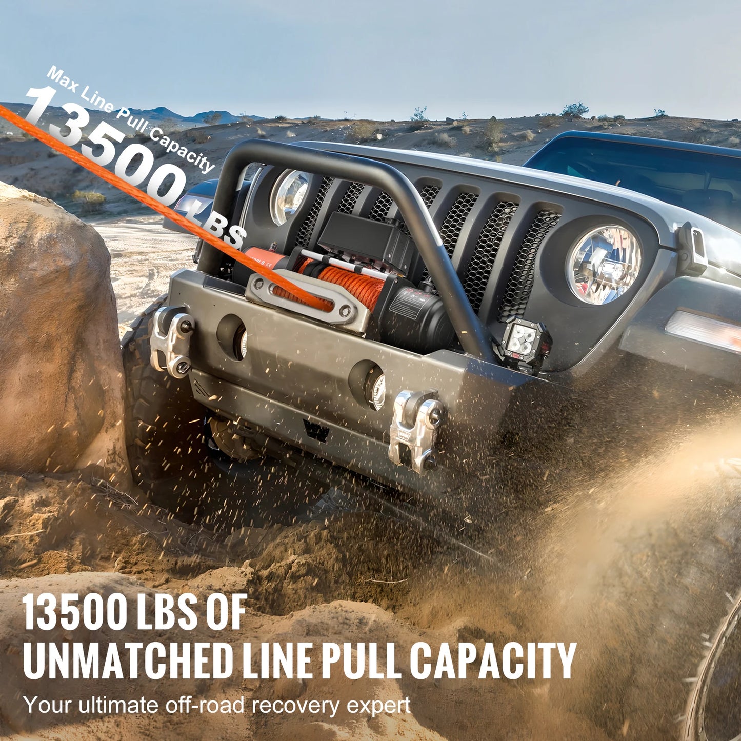 SucceBuy 13500lbs Electric Winch For Truck Car Tow Off Road