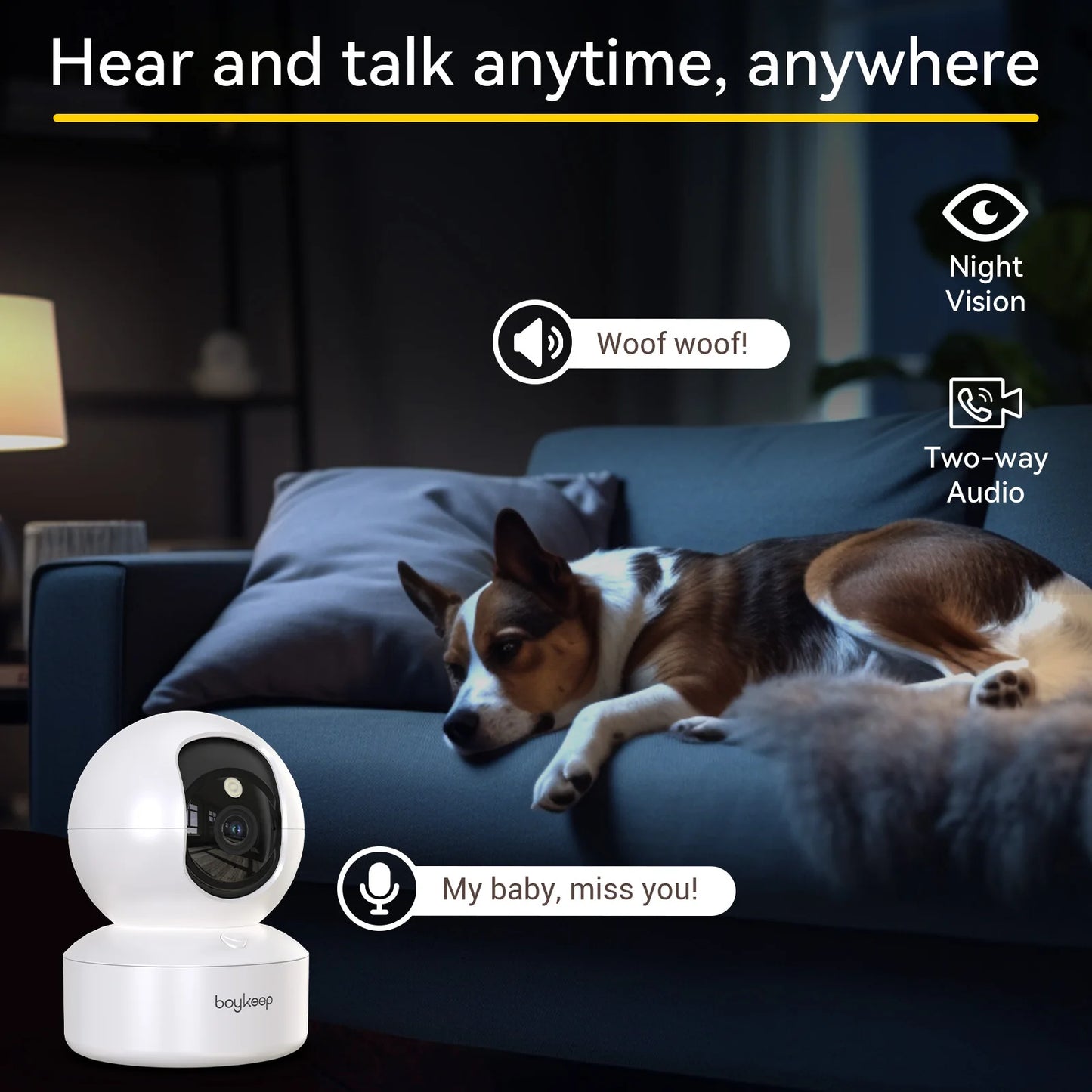 BoyKeep Smart Camera 2K Security Wifi Surveillance Indoor Night Vision