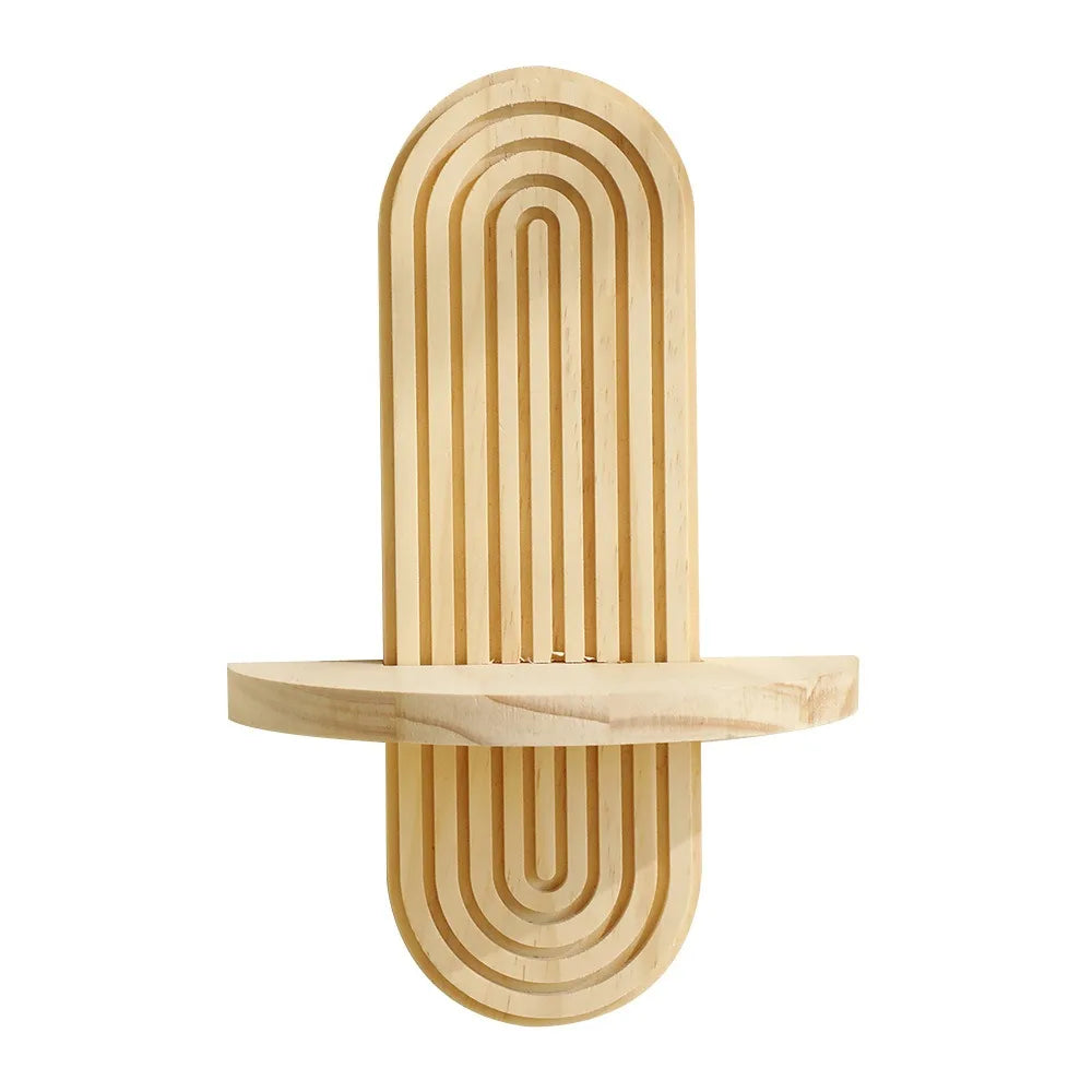 Oval Solid Wood Wall Shelf For Modern Living Room Decor