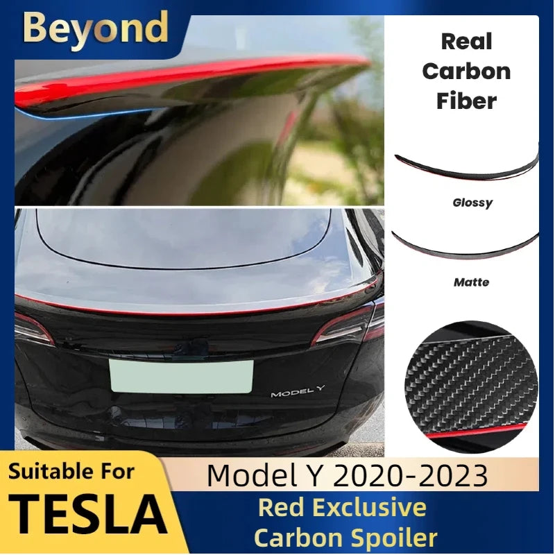 Tplus Tesla Model Y Rear Trunk Spoiler Real Carbon Fiber