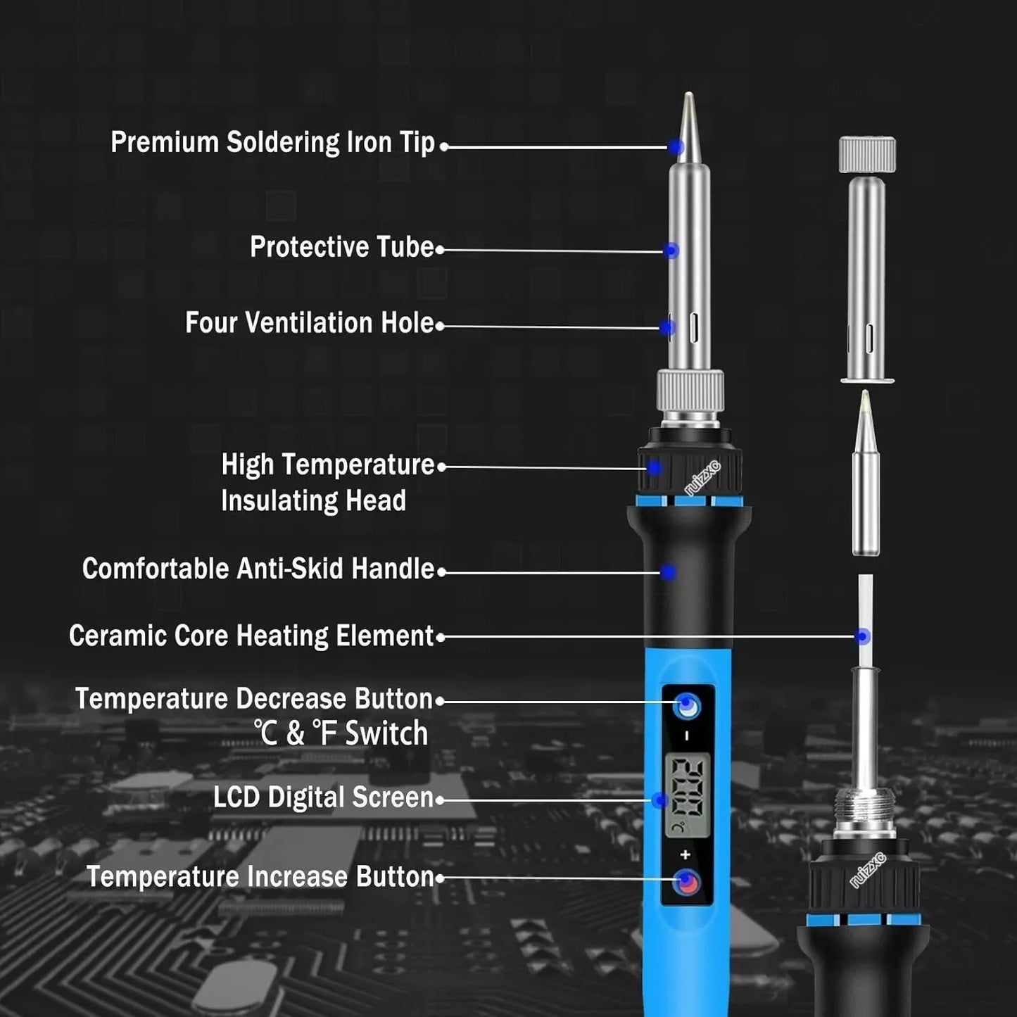 Hign-concerned Chemical Electric Soldering Iron 80W Adjustable Temperature Kit