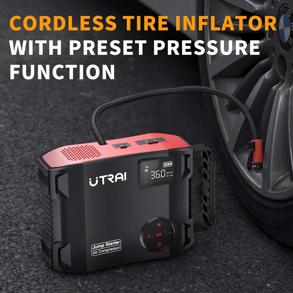 UTRAI 4 In 1 Jump Starter Power Bank 16000mAh 150PSI Air Compressor